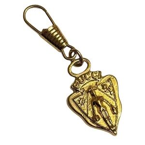 Gucci AUTHENTIC Vintage Crest Gold Bag Charm Zipper Pull
